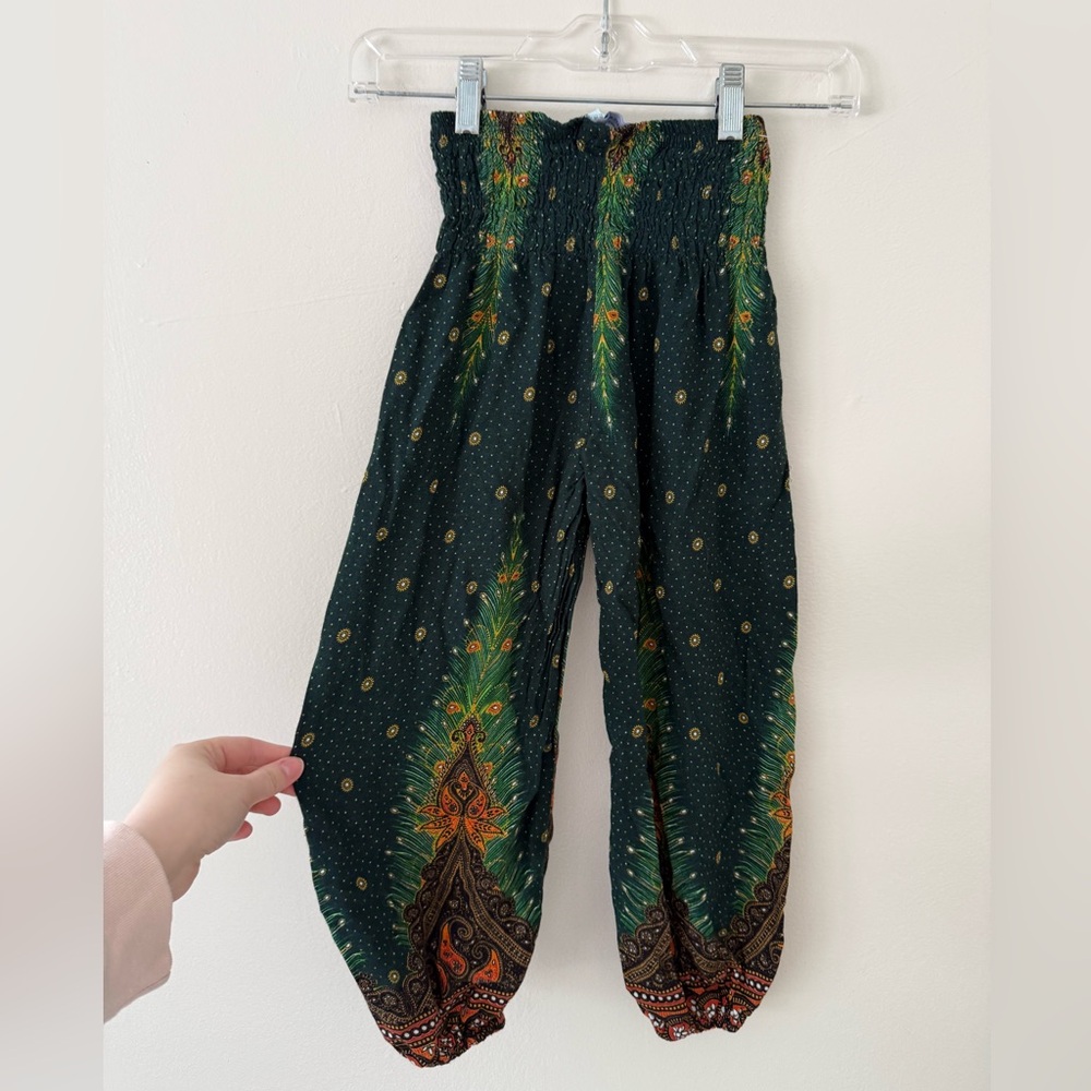 Girls Size 5 Boho Printed Harem Pants Smocked Paisley Peacock Mexicali Blues - Picture 4 of 12